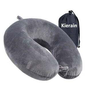 Luxuriöses Nackenkissen aus Memory Foam in grau, ideal für Reisen und Camping, bietet ergonomische Unterstützung für Nacken und Kopf.