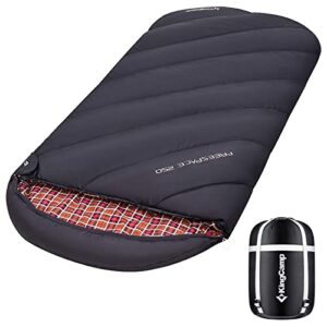 KingCamp Schlafsack für Winter und alle Jahreszeiten in Übergröße, geeignet für Erwachsene, mit wasserabweisendem Material und Innenfutter aus Baumwollflanell, ideal für Camping und Outdoor-Aktivitäten.