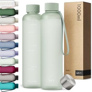 Moderne und stilvolle KIVY Trinkflasche mit 1 Liter Fassungsvermögen, kohlensäuregeeignet und auslaufsicher, ideal für Sport und Büro.