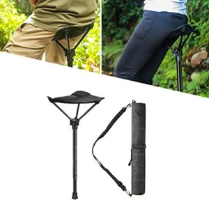 Leichter und tragbarer einbeiniger Campingstuhl, ideal für Outdoor-Aktivitäten wie Camping und Angeln, vorgestellt von zwei Personen in einer naturnahen Umgebung.