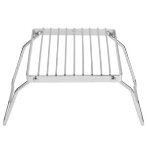 Klappbarer Grillrost aus hochwertigem Edelstahl für Camping und Outdoor BBQ, ideal für das Grillen von Fleisch, Gemüse und Fisch.