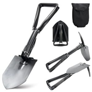Vielseitiger Klappspaten mit 46cm Länge für Outdoor-Aktivitäten, ideal zum Graben, Sägen und Schaufeln, inklusive praktischen Kompass für Navigationshilfe.