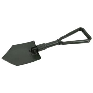 Dönges Klappspaten nach TL der Bundeswehr aus Metall, mit Hacke und zwei Sägekanten, ideal für Outdoor-Aktivitäten, Camping und Gartenarbeiten, in Olivgrün.