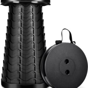 Höhenverstellbarer Klapphocker für Camping und Outdoor-Aktivitäten, tragbar, leicht und robust, mit einem maximalen Gewicht von 180 kg.