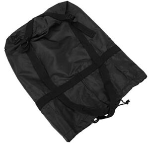 Schwarze Kompressions-Aufbewahrungstasche aus Nylon, ideal für Outdoor-Aktivitäten, ausgestattet mit einem Zugbandverschluss und verstellbaren Trägern für zusätzlichen Komfort.