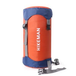 Ultraleichter 35L Kompressionssack in leuchtendem Orange für Outdoor-Aktivitäten, wasserdicht und reißfest, ideal zum Packen von Schlafsäcken und Kleidung.