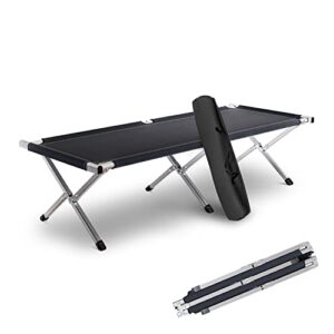 Kronenburg Feldbett XXL in Schwarz, Klappliege aus Aluminium mit einer Belastbarkeit von bis zu 200 kg, ideal für Camping und Outdoor-Aktivitäten.