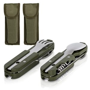 KS-11 2 Stück Outdoor Bundeswehr Besteckset aus Edelstahl im kompakten Design, bestehend aus Gabel und Löffel, ideal für Camping und Outdoor-Aktivitäten.