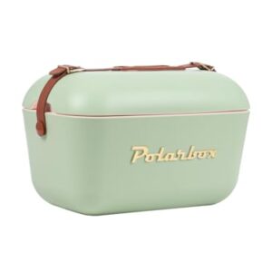 Kühlbox Polar in Olivgrün im Retro Vintage Design, 20 Liter, mit abgerundeten Kanten und hochwertiger thermischer Isolierung, ideal für Picknicks und Reisen.