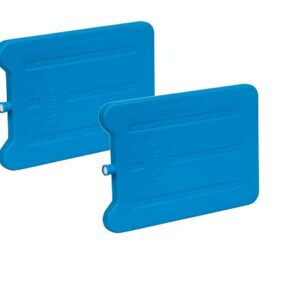 Zwei BPA-freie Kühleneinlagen in Blau, ideal für Lunchboxen und Kühltaschen, 185ml, rechteckig mit abgerundeten Ecken, ausrobustem Kunststoff.