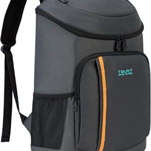 TOURIT Kühlrucksack dunkelgrau, leicht und auslaufsicher, mit Flaschenöffner und 28L Fassungsvermögen, ideal für Outdoor-Abenteuer und Picknicks.