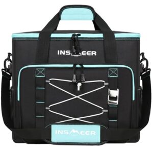 Große faltbare Kühltasche mit 55 Litern Volumen, isoliert und auslaufsicher, ideal für Picknick, Camping und Strand, in modernem Design mit praktischem Schultergurt und Flaschenöffner.