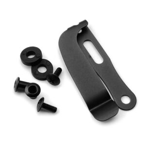 MANZURE Kydex Holster Clip aus 420 Edelstahl, schwarzer Taillengürtelclip für die sichere Aufbewahrung von Messern und Werkzeugen im Freien.