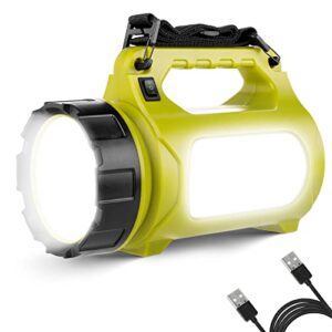LE LED Handscheinwerfer, tragbare Taschenlampe in gelber Farbe mit griffigem Tragegriff und LED-Technologie, ideal für Camping und Notfälle.