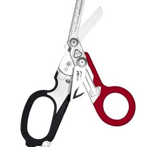 Leatherman Raptor Rescue Notfall Klappschere mit Gurtschneider und Glasbrecher in Rot und Schwarz, ideal für Profis und Sanitäter.