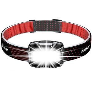 Blukar LED Stirnlampe, wiederaufladbar mit 2000 Lumen, stufenlos dimmbar und 8 Lichtmodi, ideal für Outdoor-Aktivitäten wie Campen und Angeln.