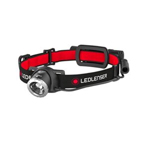Ledlenser H8R LED Stirnlampe mit 600 Lumen, ergonomischem Design und rotem Rücklicht, ideal für Outdoor-Aktivitäten und Arbeit bei Dunkelheit.