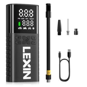 LEXIN P4 Elektrische Luftpumpe - Tragbare Luftpumpe mit LED-Anzeige und USB-Ladefunktion, ideal für Fahrrad, Auto und Motorrad.