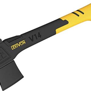 LEXIVON Axt mit ergonomischem Griff, 35 cm lang, ideal für Garten und Outdoor-Aktivitäten, in leuchtendem Gelb mit schwarzem Kopf aus robustem Stahl.