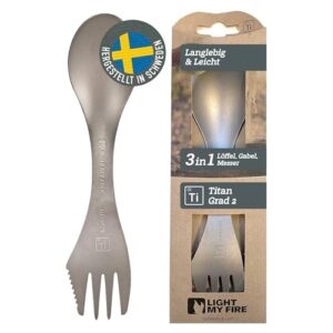 Light My Fire Göffel Titan Spork, ultraleichtes 3-in-1 Campingbesteck aus robustem Titan, ideal für Outdoor-Aktivitäten, Wandern und Reisen.