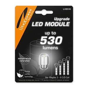 LiteXpress LXB530 LED Upgrade Modul für 3-7 C/D-Cell Maglite Taschenlampen mit 530 Lumen Lichtleistung und energieeffizienter Technologie.