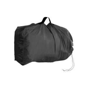 Robuste LOWLAND OUTDOOR Transporthülle in Schwarz, ideal für Rucksäcke bis 85 Litern, aus wasserdichtem Oxford Nylon mit zwei stabilen Tragegriffen.