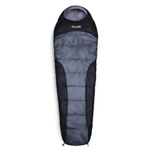 Lumaland Outdoor Mumienschlafsack in Grau, 230 x 80 cm, ideal für Camping und Outdoor-Aktivitäten mit wasserabweisendem Material und atmungsaktiver Innenfütterung.