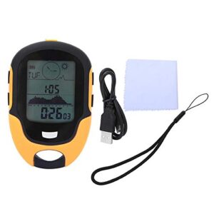 MAGT Digitaler Höhenmesser mit großem Display in schwarz und gelb für Outdoor-Aktivitäten wie Bergsteigen und Angeln. Ausgestattet mit Kompass, Barometer, Thermometer und Hygrometer.
