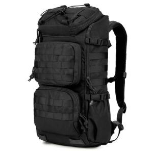 Schwarzer Mardingtop 28L Wanderrucksack mit MOLLE-System für Outdoor-Aktivitäten, ausgestattet mit gepolsterten Trageriemen und mehreren Taschen für optimale Organisation.