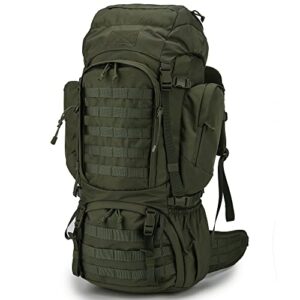 Mardingtop 60 Liter Taktischer Rucksack in Olivgrün mit mehreren Taschen, MOLLE-System und gepolsterten Schulterriemen, ideal für Outdoor-Aktivitäten wie Wandern und Camping.