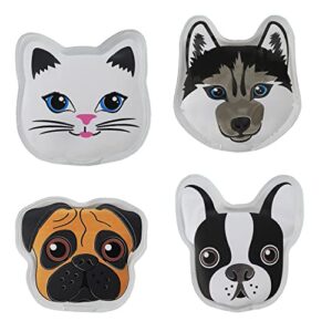 MC-Trend 4er Set Taschenwärmer in Form von lustigen Tiergesichtern, ideal für warme Hände und Finger in der kalten Jahreszeit.