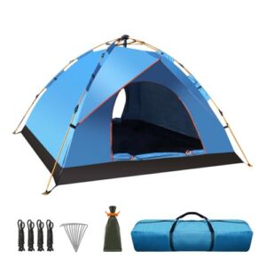 Ultraleichtes und wasserdichtes Meleg Otthon Campingzelt für 4 Personen in Himmelblau mit Doppeltür, ideal für Outdoor-Aktivitäten und Campingausflüge.