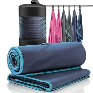 Mikrofaser Handtuch 2er Set in verschiedenen Farben, schnelltrocknend und kompakt, ideal für Camping, Fitness und Reisen.