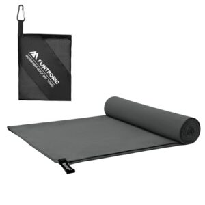 flintronic Mikrofaser Handtuch in Dunkelgrau, 200x100 cm, schnelltrocknend und ideal für Sport, Reisen oder Strand