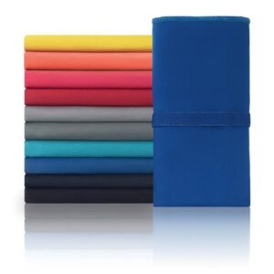 Blumtal Mikrofaser Handtuch Set in Blau, bestehend aus einem großen Handtuch (180x90 cm) und einem kleinen Handtuch (80x40 cm) – ideal für Sport, Reisen und Alltag, schnelltrocknend und platzsparend.