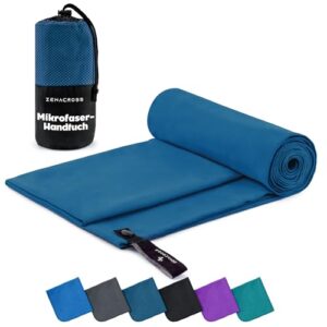 Schnelltrocknendes Mikrofaser-Handtuch im kompakten Format mit Transportbeutel, geeignet für Fitness, Reisen und Outdoor-Aktivitäten - Größe 200 x 100 cm in Marineblau