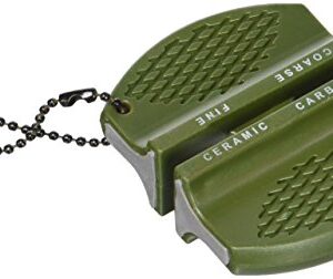 Mil-Tec Unisex Block Messerschärfer in Oliv, geeignet für präzises und sicheres Schärfen von Messern mit unterschiedlichen Schärfmechanismen.