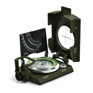 Professioneller Militär Marschkompass mit Klinometer in Olivgrün, ideal für Wandern, Jagen und Outdoor-Aktivitäten.