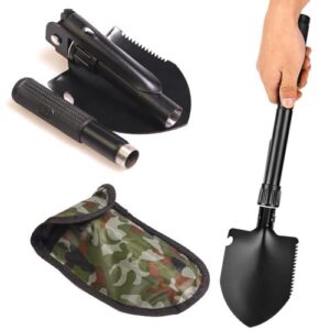 Mini Klappspaten, multifunktionale Klappschaufel für Camping, Gartenarbeit und Schneeschaufeln in zusammengeklapptem Zustand, inklusive Tasche.