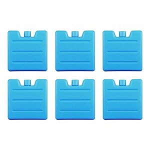 Set von 6 Mini Kühlakkus für Kühltaschen und Kühboxen in leuchtend blauer Farbe, ideal geeignet zur optimalen Kühlung von Lebensmitteln und Getränken bei Outdoor-Aktivitäten.