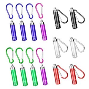 14 Stück Mini LED Taschenlampe in verschiedenen Farben, ideal für Outdoor-Aktivitäten, Camping und Notfälle, mit Karabinerhaken zur einfachen Befestigung.