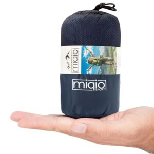 Miqio 2in1 Hüttenschlafsack, kompakt und leicht, ideal für Reisen und Outdoor-Aktivitäten, als Schlafsack oder Reisedecke nutzbar.