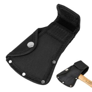 Schwarze Axtkopfhülle aus strapazierfähigem Oxford-Material mit Druckknopf und Schlaufe für Outdoor-Aktivitäten, ideal zum Schutz der Axtklinge.
