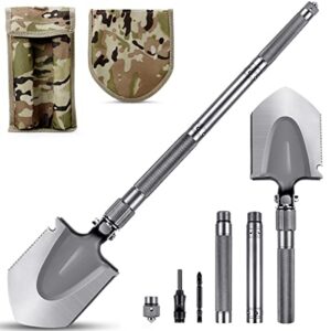 MOSFiATA Klappspaten 75cm multifunktionale Schaufel für Outdoor-Aktivitäten, bestehend aus robustem Manganstahl mit verstellbaren Aluminiumrohren, ideal für Camping, Wandern, Jagen und Gartenarbeiten.