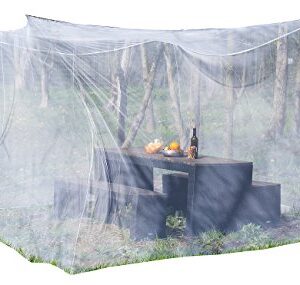infactory Moskitonetz XXL für Innen und Außen, 300 x 300 x 250 cm, 220 Mesh, weiß, bietet effektiven Schutz vor Mücken und Insekten, ideal für Garten und Camping.