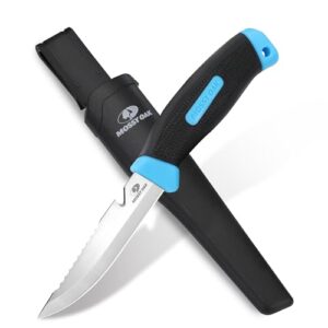Mossy Oak Outdoor Messer mit feststehender Klinge, Survival Messer mit ergonomischem Griff und gezackten Zähnen, ideal für Angeln und Camping