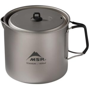 MSR Titan Kettle 1400 mL Camping Wasserkocher aus leichtem und langlebigem Titan, ideal für Outdoor-Aktivitäten und Rucksackreisen.