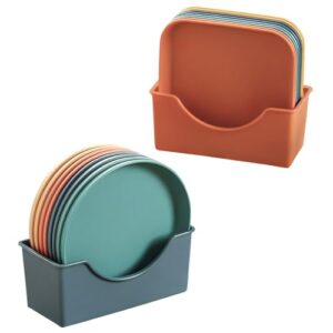 Vielseitiges Mulaibdin 16 Teile Teller Set aus hochwertigen, bunten Plastiktellern mit praktischem Tellerhalter für Kinder und Erwachsene, ideal für BBQ, Camping und Partys.
