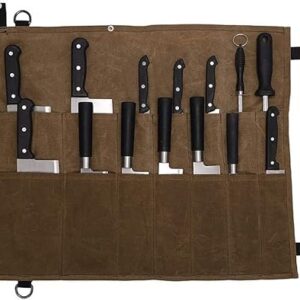 Multifunktionale Messertasche mit 14 Slots für Kochmesser aus robustem, wasserdichtem Material, ideal für Profis und Hobbyköche, perfekt für Camping und Outdoor-Abenteuer.