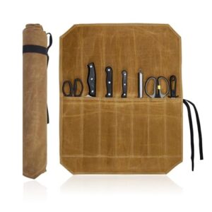 Multifunktionale Messertasche für Kochmesser mit 7 Fächern, ideal zur Aufbewahrung von Küchenwerkzeugen und Utensilien.